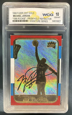 1997 Fleer 23KT Gold Michael Jordan Holographic Foil Facsimile Auto /10000