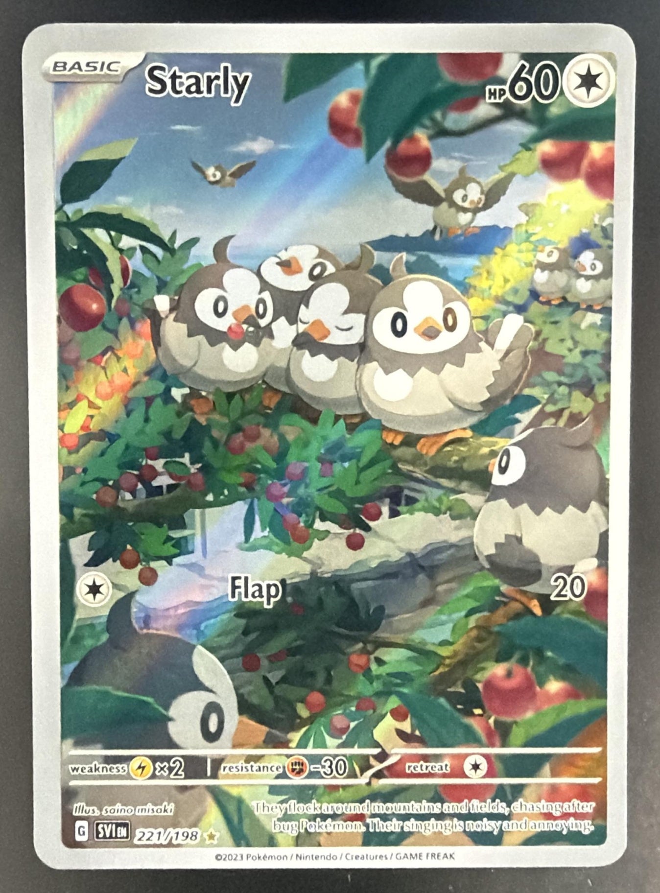 2023 Pokemon Scarlet & Violet Starly #221/198 Illustration Rare — front