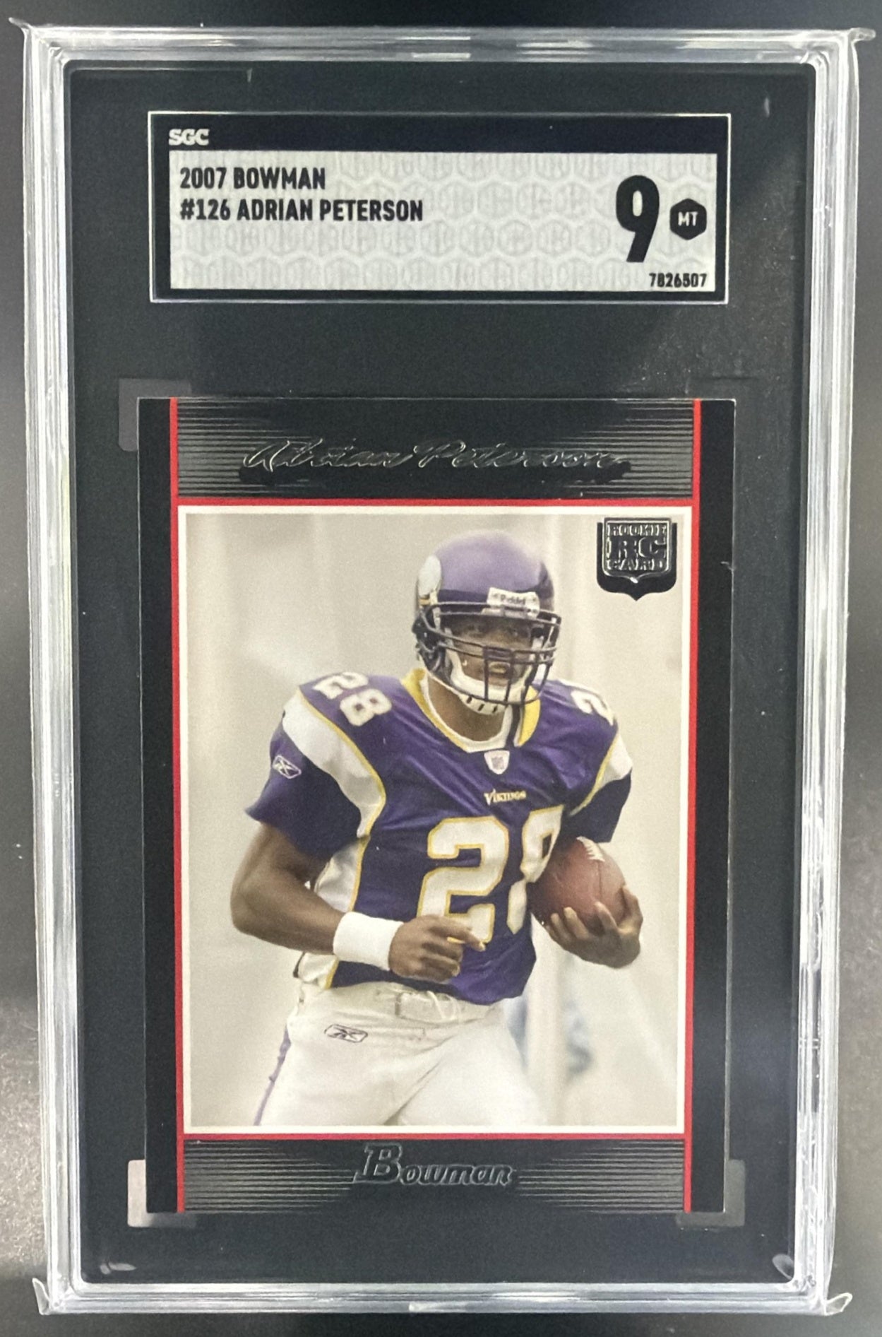 2007 Bowman Adrian Peterson #126 RC Vikings SGC 9 — front