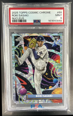 2025 Topps Cosmic Chrome Roki Sasaki #68 Nucleus Refractor RC Dodgers PSA 9