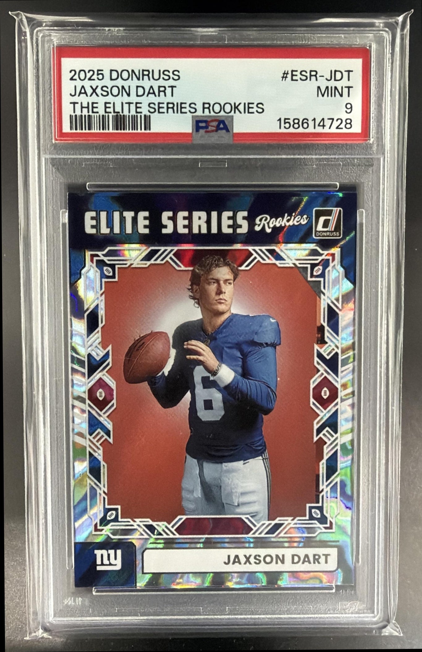 2025 Panini Donruss Jaxson Dart #ESR-JDT The Elite Series Rookies RC PSA 9 — front