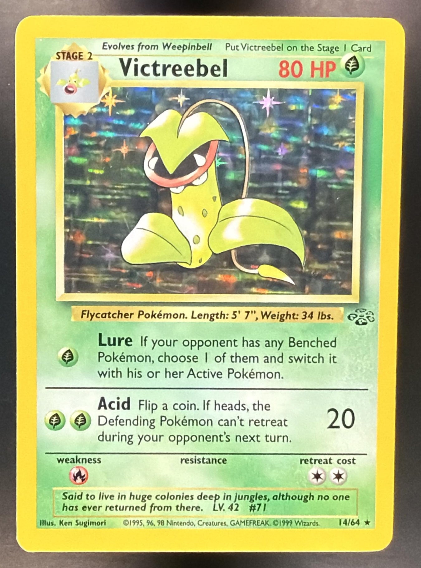 1999 Pokemon Jungle Victreebel #14/64 Holo — front