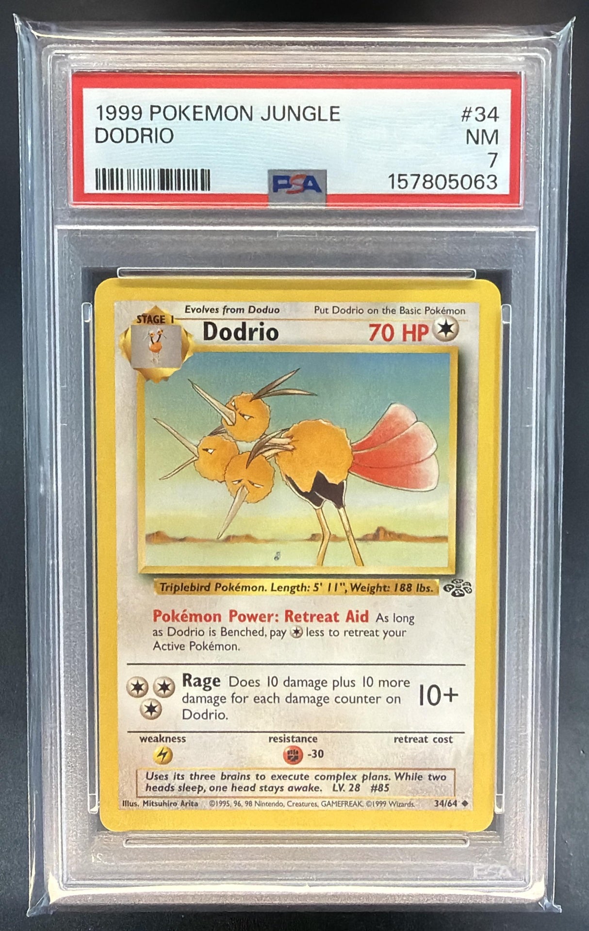1999 Pokemon Jungle Dodrio #34/64 PSA 7 — front