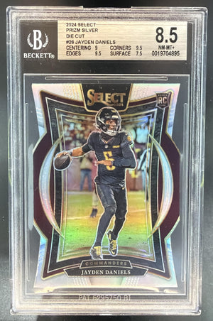 2024 Panini Select Jayden Daniels #26 Concourse Silver Prizm Die-Cut RC BGS 8.5