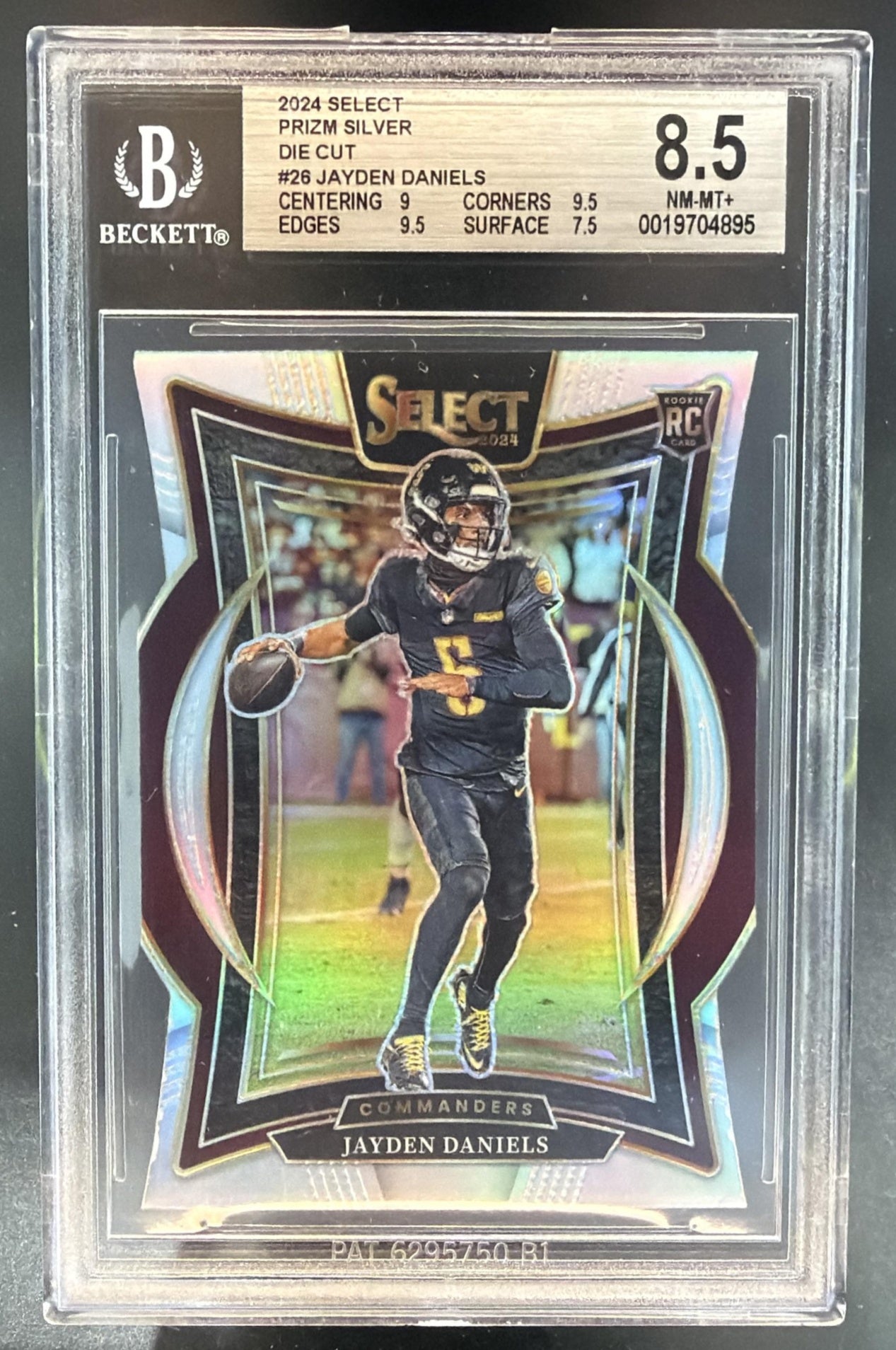 2024 Panini Select Jayden Daniels #26 Concourse Silver Prizm Die-Cut RC BGS 8.5 — front