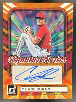 2026 Panini Donruss Chase Burns #SS-CB Signature Series Orange Laser /25 Auto
