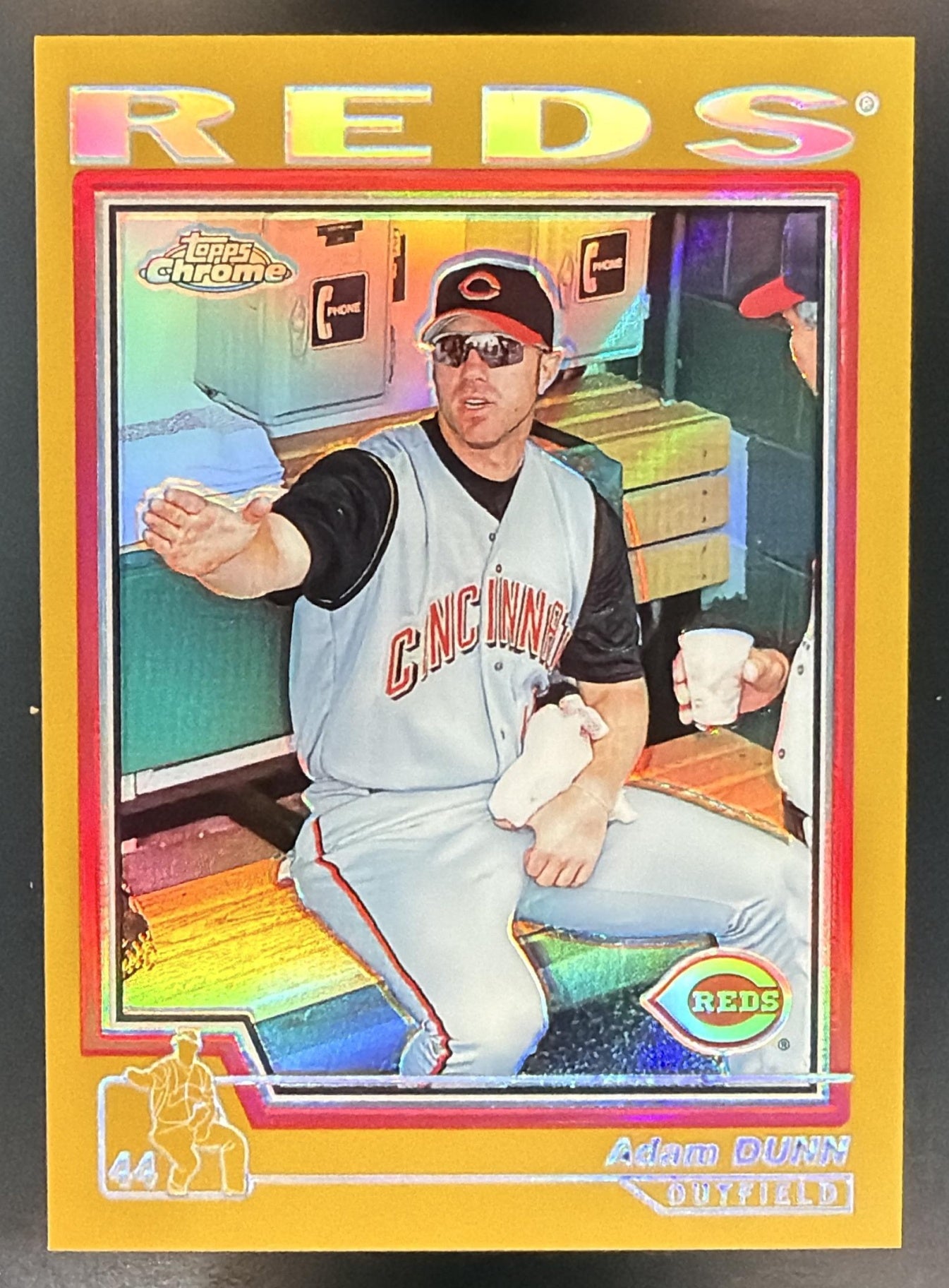 2004 Topps Chrome Adam Dunn #170 Gold Refractor Reds — front