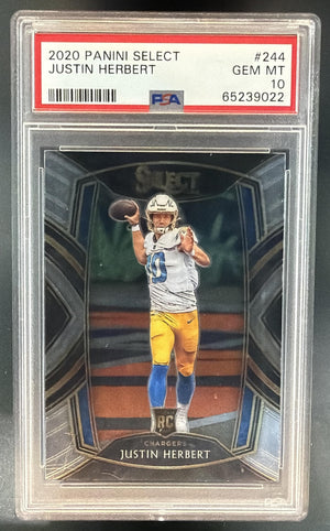 2020 Panini Select Justin Herbert #244 Club RC Chargers PSA 10