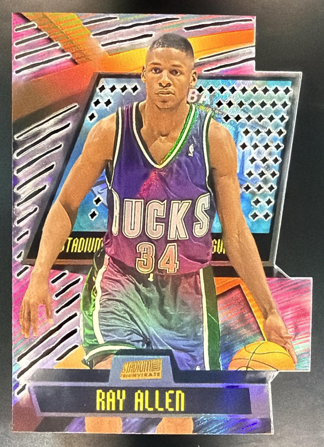 1998-99 Topps 99 Stadium Club Ray Allen #T14A Triumvirate Luminous Bucks — front