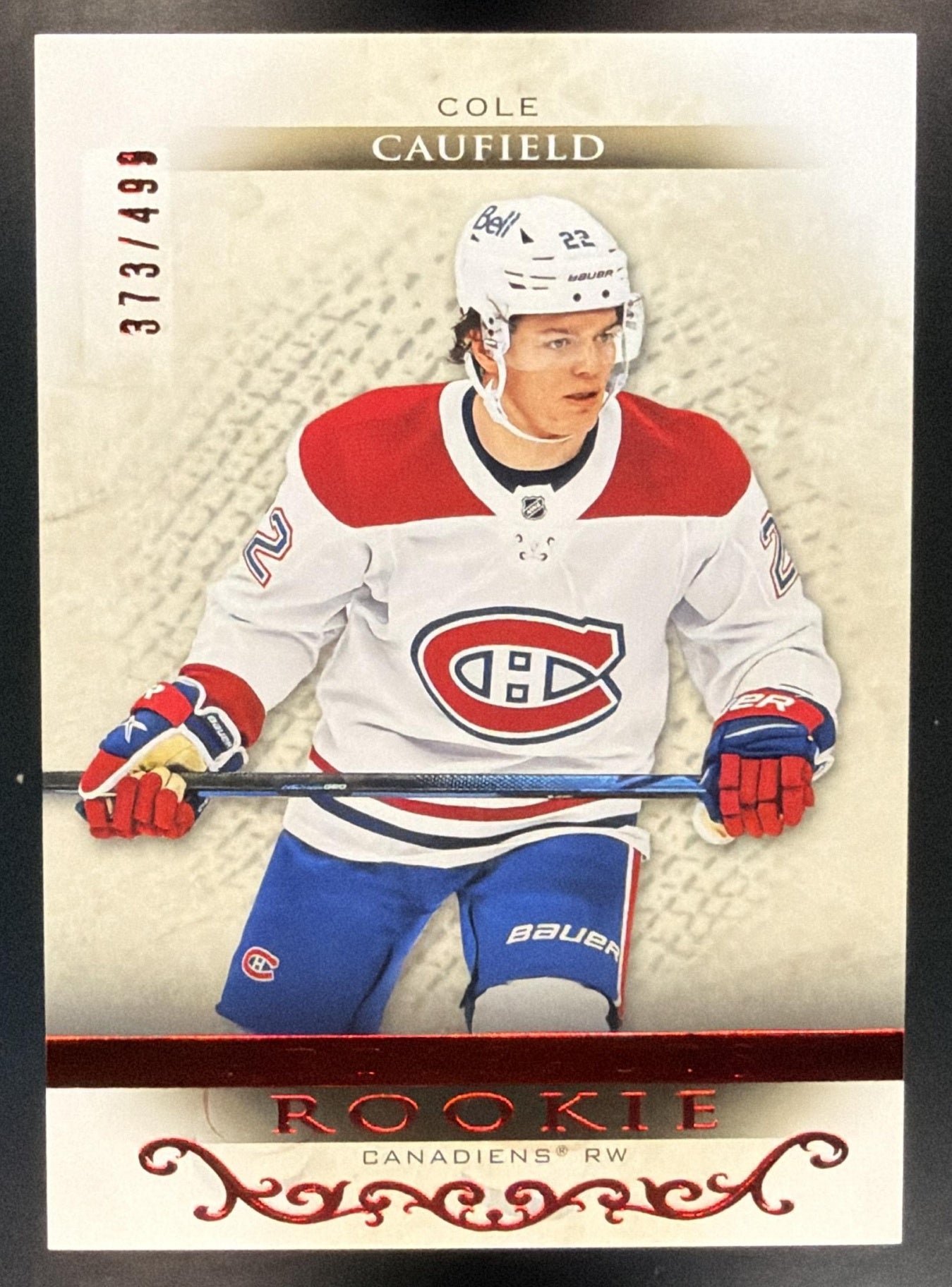 2021-22 Upper Deck Artifacts Cole Caufield #180 Ruby 373/499 RC Canadiens — front