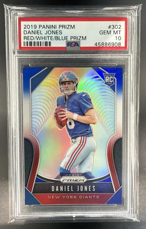 2019 Panini Prizm Daniel Jones #302 Red White and Blue RC Giants PSA 10