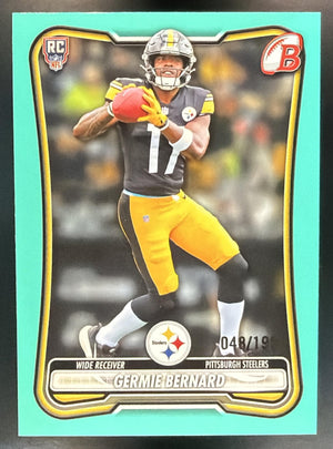 2026 Bowman Germie Bernard #124 NFL Aqua /199 RC Steelers