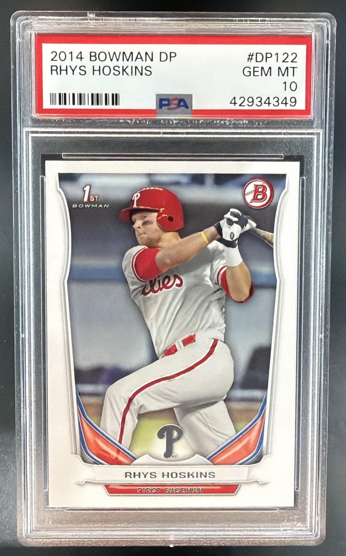 2014 Bowman Draft Rhys Hoskins #DP122 Phillies PSA 10 — front