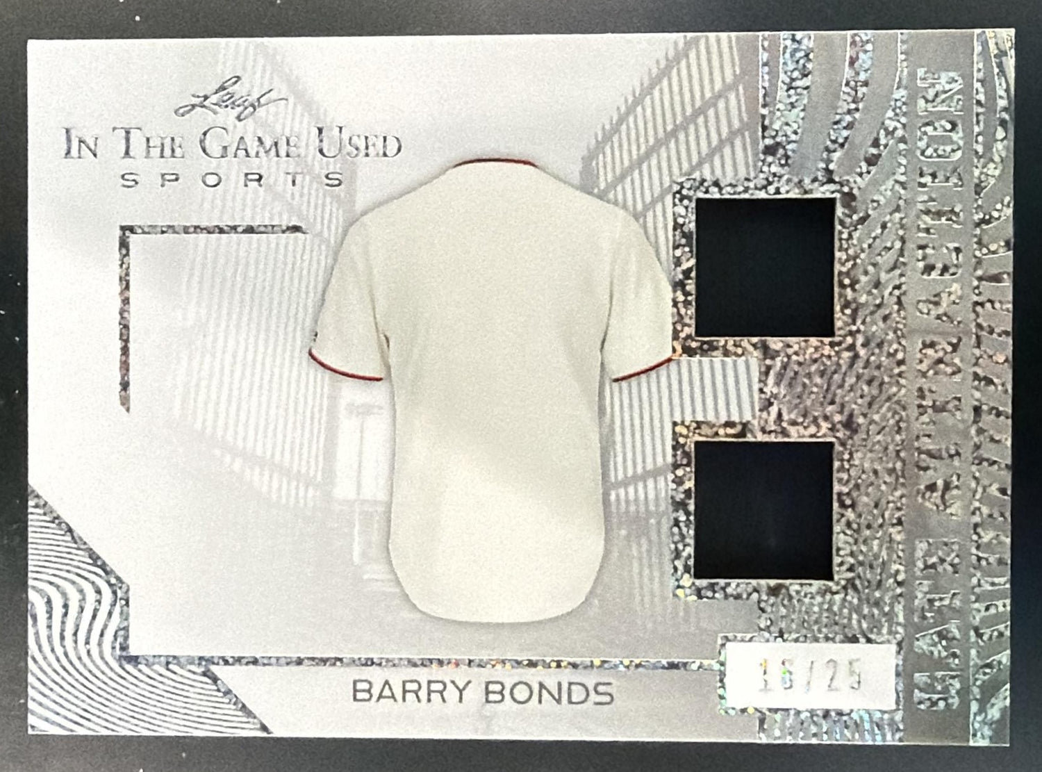 2025 Leaf In the Game Used Sports Barry Bonds #GA-2 Gate Glitter Holo /25 MEM — front