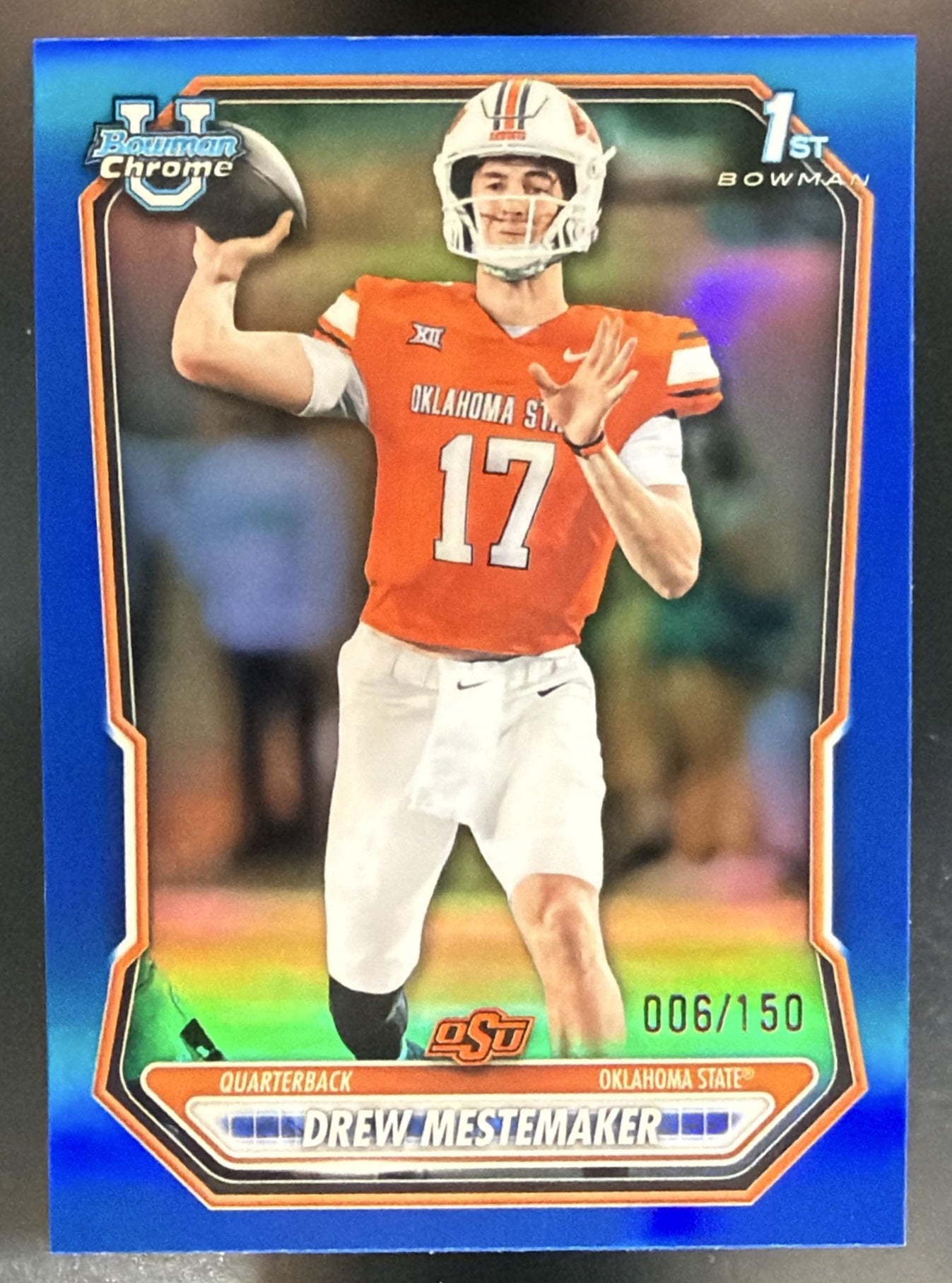 2026 Bowman Drew Mestemaker #BCP-198 Chrome Blue Refractor /150 1st Prospect — front