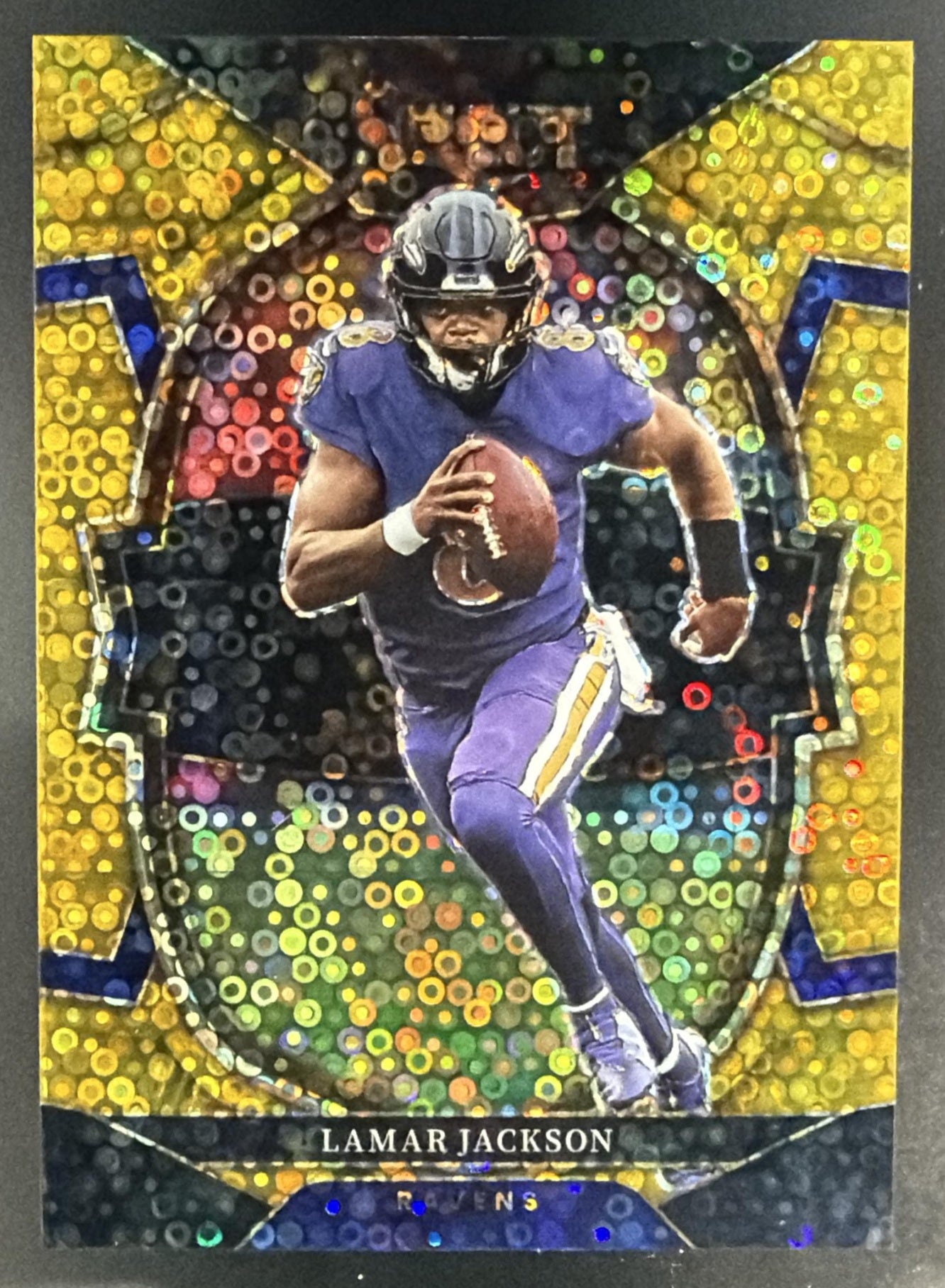 2022 Panini Select Lamar Jackson #73 Gold Disco Prizm 5/10 Concourse Ravens — front