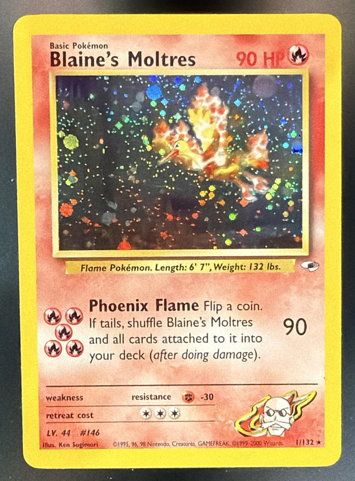 2000 Pokemon Gym Heroes Blaine's Moltres #001/132 Holo — front