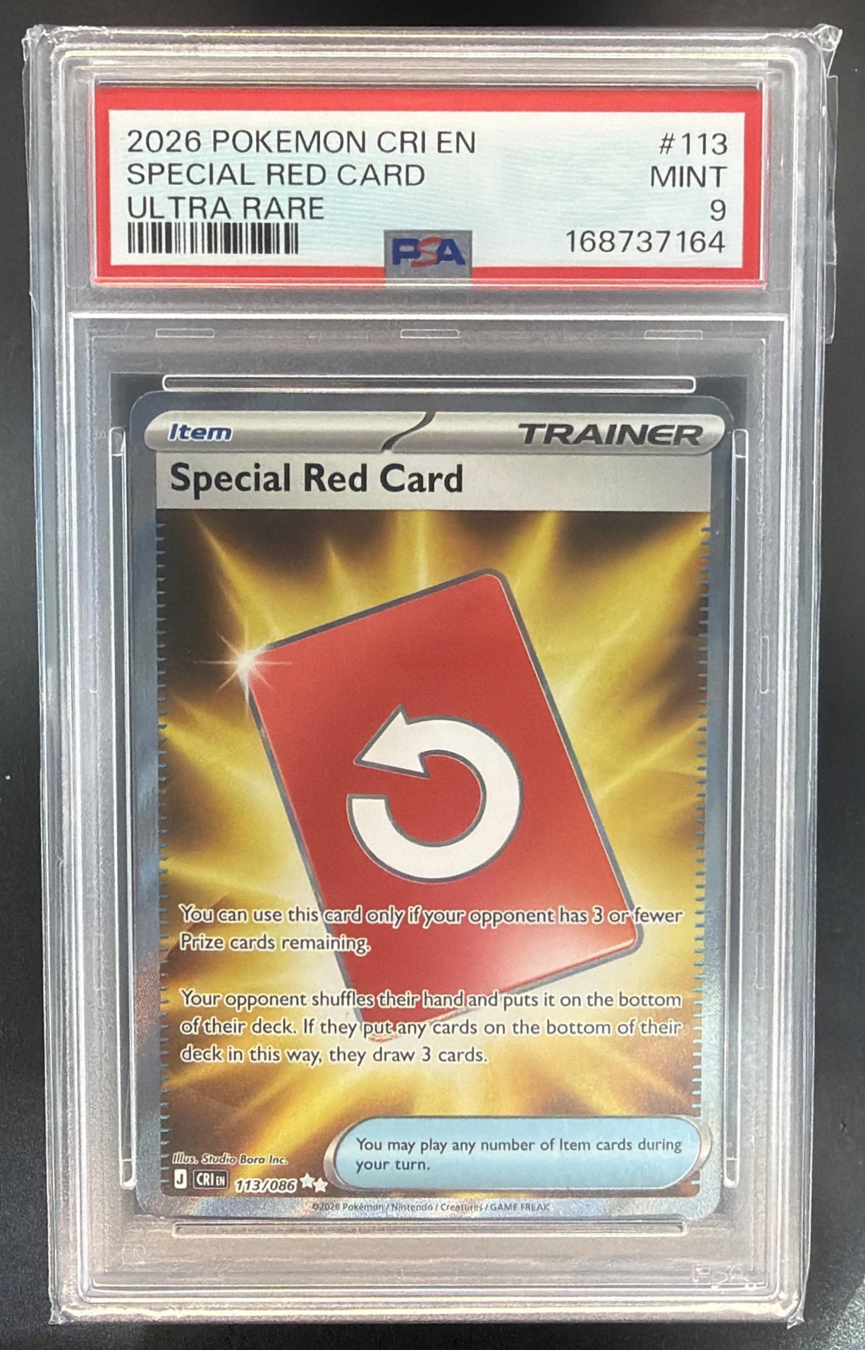 2026 Pokemon Mega Evolution Chaos Rising Special Red Card Ultra Rare PSA 9 — front