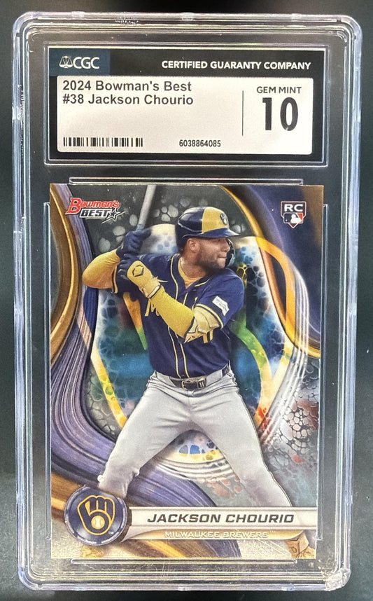 2024 Bowman's Best Jackson Chourio #38 RC Brewers CGC 10 — front