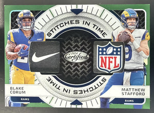 2024 Certified Blake Corum Matthew Stafford Stitches Dual Green Etch /3 MEM
