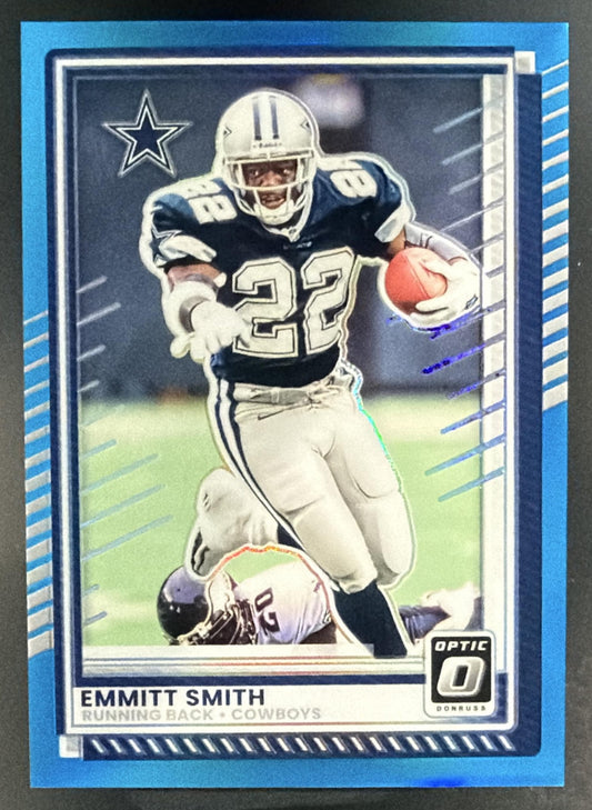 2025 Panini Donruss Optic Emmitt Smith #5 Neon Blue Prizm 282/399 Cowboys — front