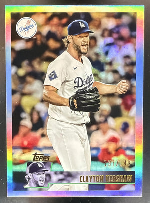 2025 Topps Archives Clayton Kershaw #157 1996 Design Rainbow Foil Board /149