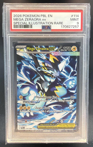 2026 Pokemon Pitch Black Mega Zeraora ex #114/084 Special Illustration PSA 9