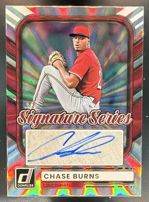 2026 Panini Donruss Chase Burns #SS-CB Signature Series Laser Auto Reds