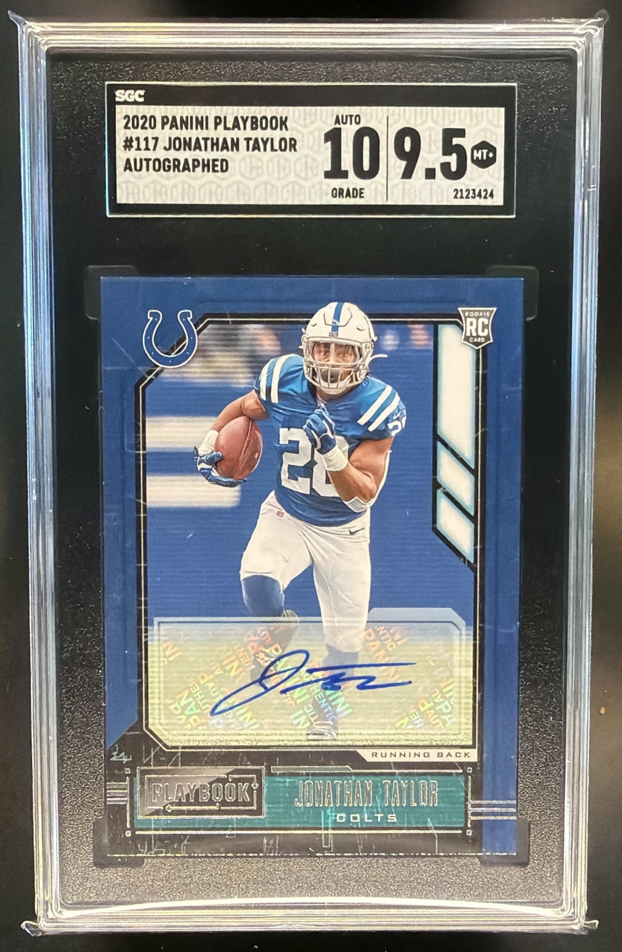 2020 Panini Playbook Jonathan Taylor #117 Rookies Signatures Auto RC SGC 9.5 — front