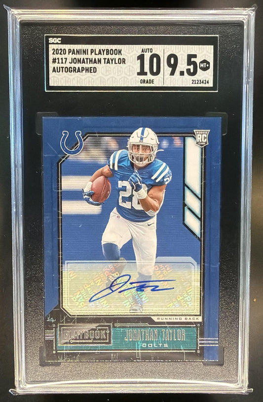 2020 Panini Playbook Jonathan Taylor #117 Rookies Signatures Auto RC SGC 9.5 — front