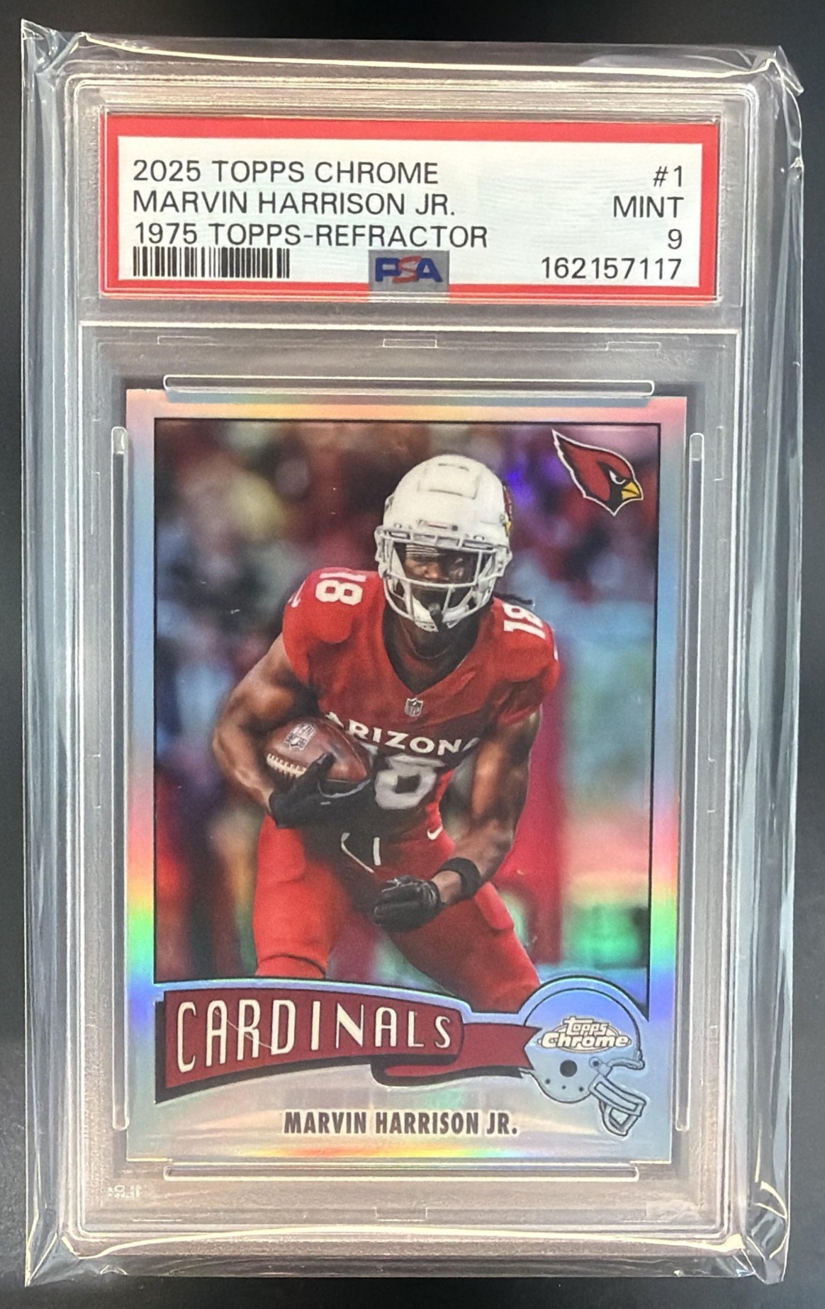 2025 Topps Chrome Marvin Harrison Jr. #1975-1 1975 Refractor Cardinals PSA 9 — front