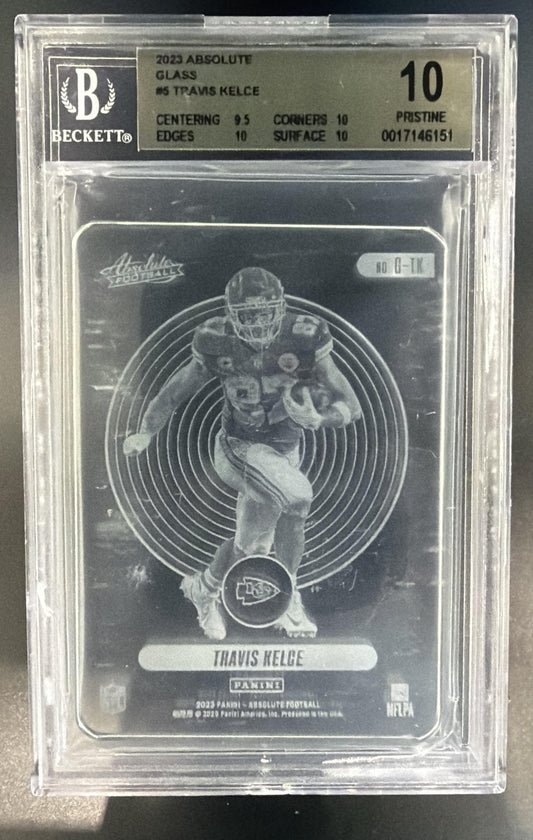 2023 Panini Absolute Travis Kelce #G-TK Glass SSP Chiefs BGS 10 — front