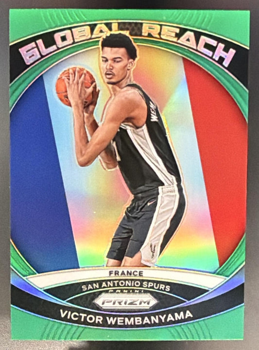 2023-24 Panini Prizm Victor Wembanyama #2 Global Reach Prizms Green RC Spurs — front