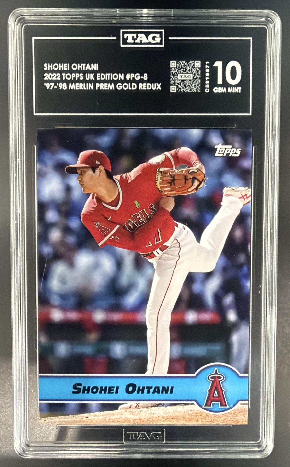 2022 Topps UK Edition Shohei Ohtani 1997-98 Merlin Premier Gold Redux TAG 10 — front