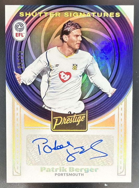 2025-26 Panini Prestige EFL Patrik Berger #33 Shutter Signatures Gold 3/10 Auto — front