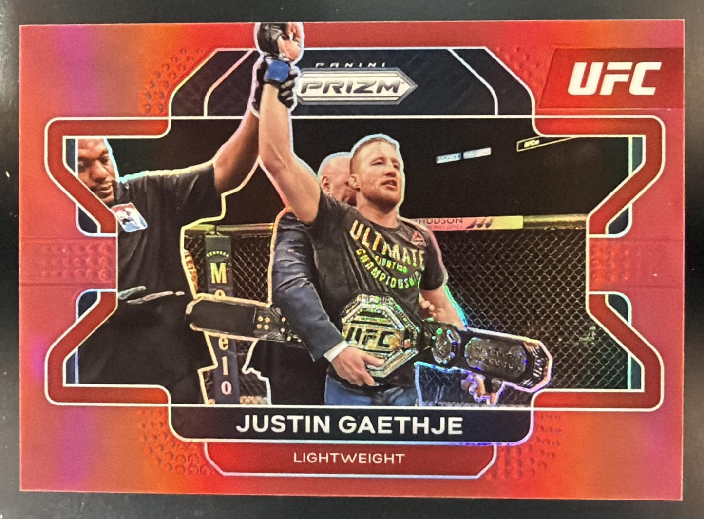 2022 Panini Prizm UFC Justin Gaethje #44 Red Prizms /299 — front