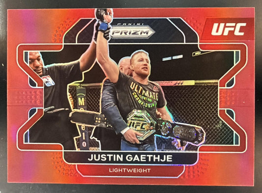 2022 Panini Prizm UFC Justin Gaethje #44 Red Prizms /299 — front