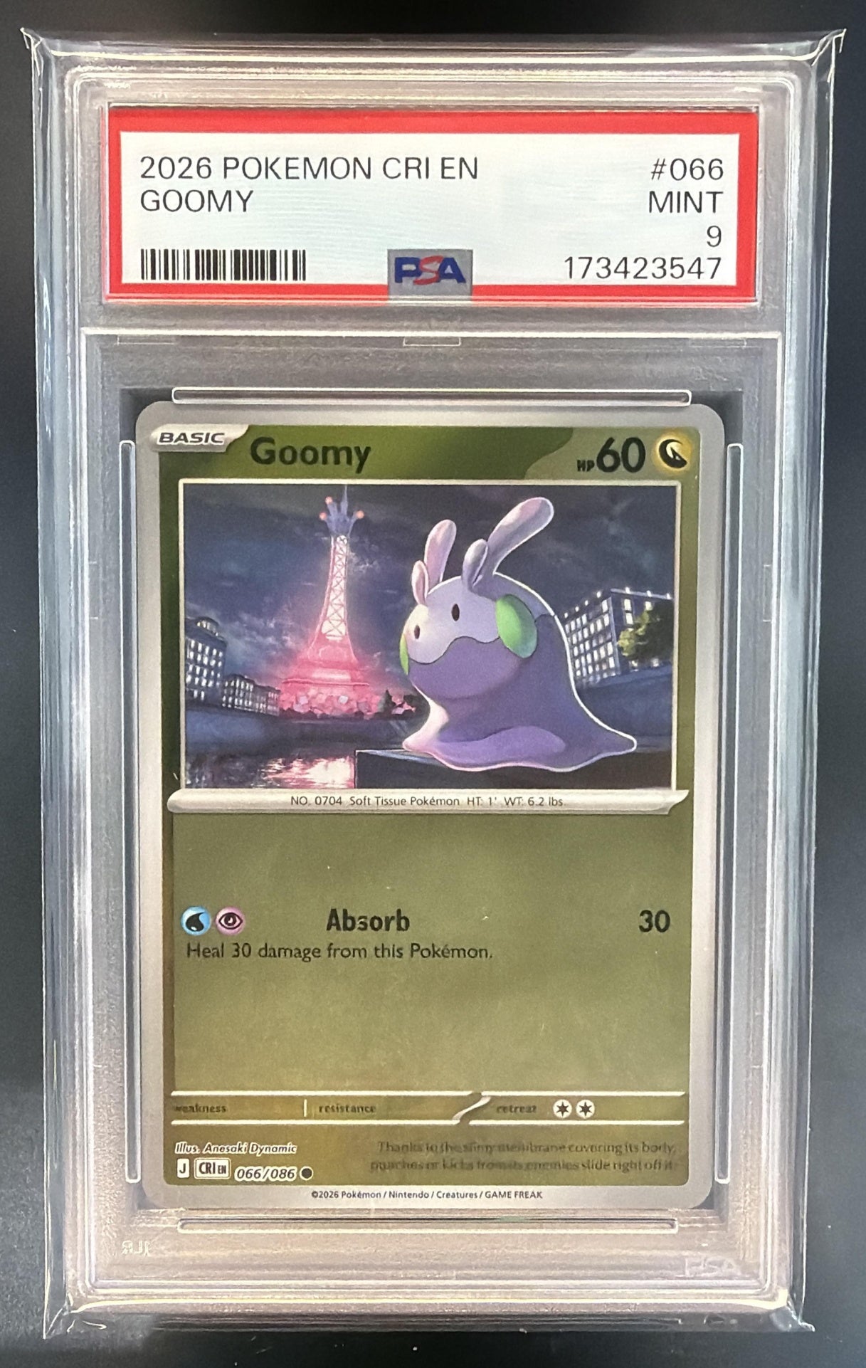 2026 Pokemon Chaos Rising Goomy #066/086 Common Reverse Holo PSA 9 — front