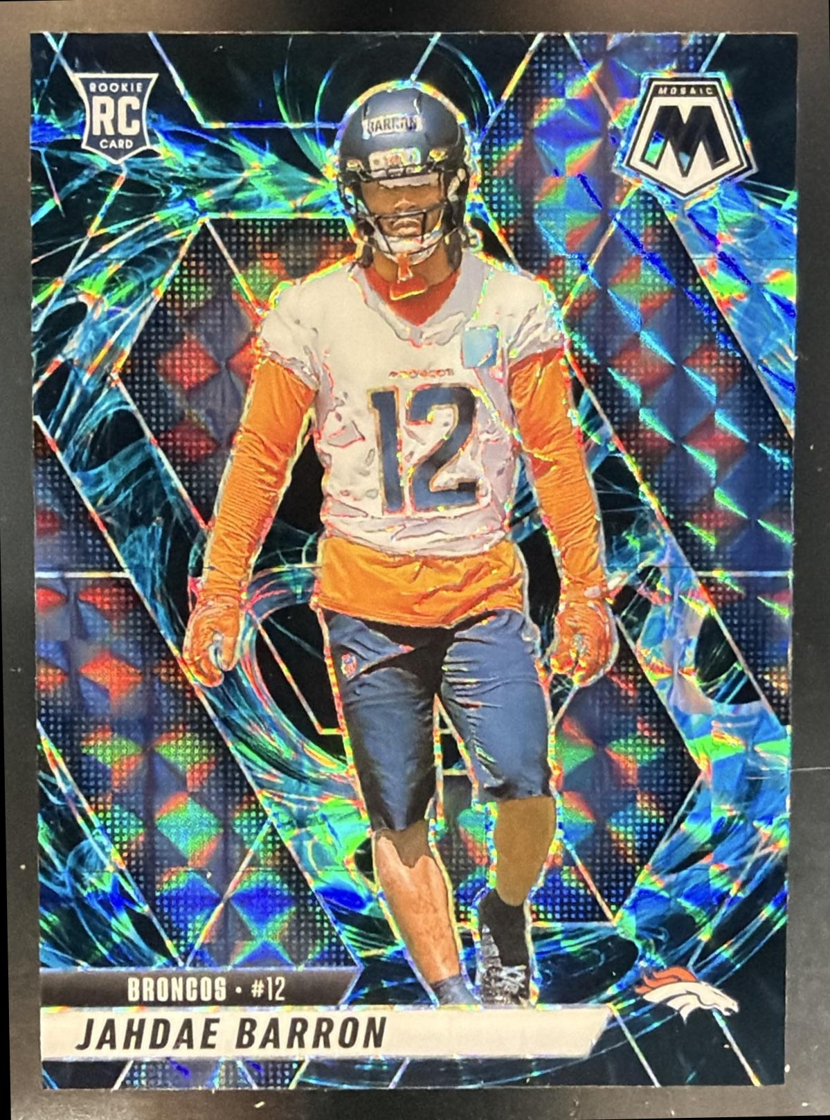 2025 Panini Mosaic Jahdae Barron #361 Rookies Genesis Prizm RC Broncos — front