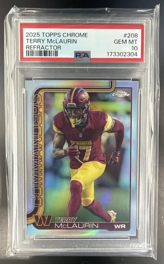 2025 Topps Chrome Terry McLaurin #208 Refractor Commanders PSA 10 — front
