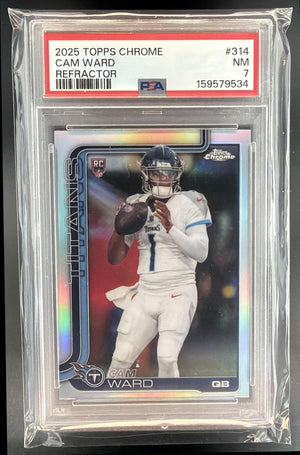 2025 Topps Chrome Cam Ward #314 Rookie Refractor RC Titans PSA 7