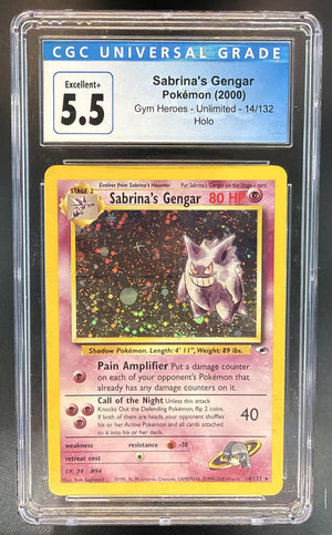 2000 Pokemon Gym Heroes Sabrina's Gengar #014/132 Holo CGC 5.5