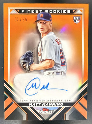 2022 Topps Finest Matt Manning Design Variation Auto Orange Refractor /25 RC