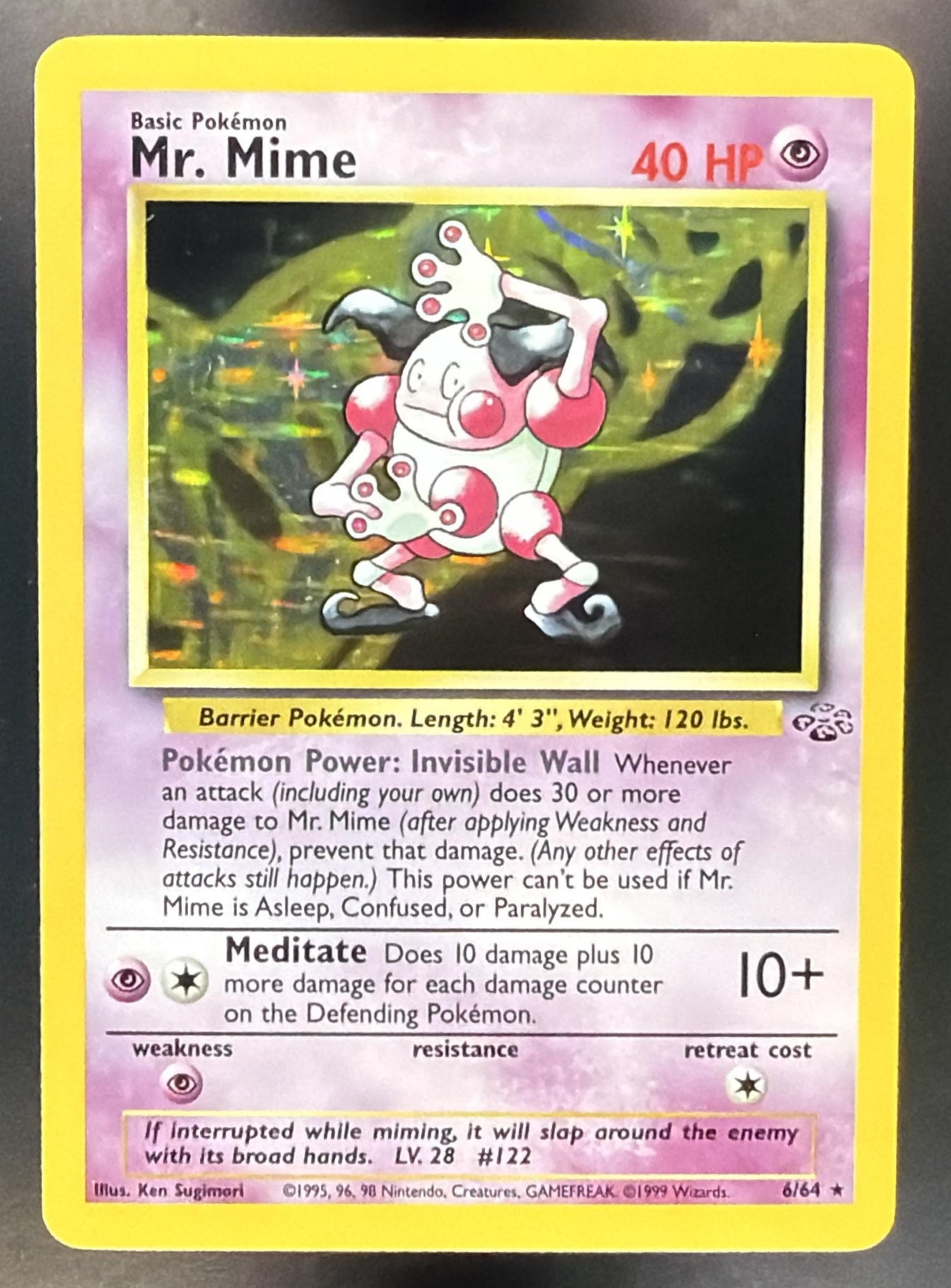 1999 Pokemon Jungle Mr. Mime #6/64 Holo — front