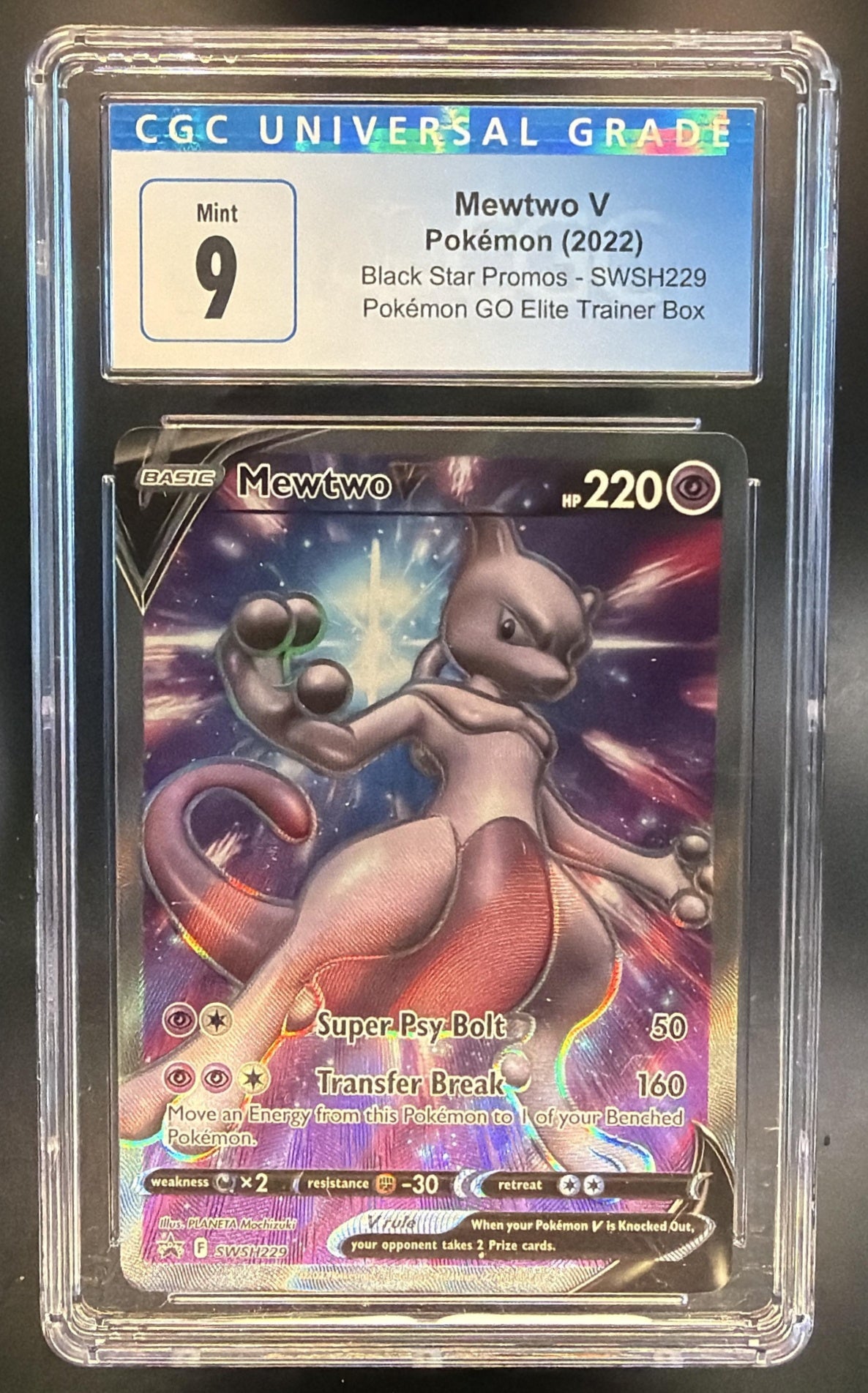 Pokemon Sword & Shield Black Star Promos Mewtwo V #SWSH229 2022 CGC 9 — front
