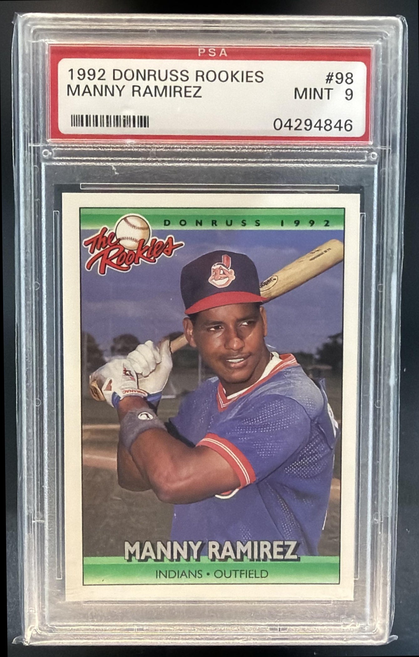 1992 Donruss The Rookies Manny Ramirez #98 RC Indians PSA 9 — front