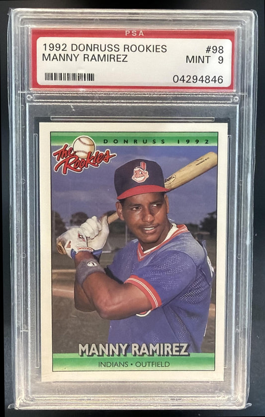 1992 Donruss The Rookies Manny Ramirez #98 RC Indians PSA 9 — front