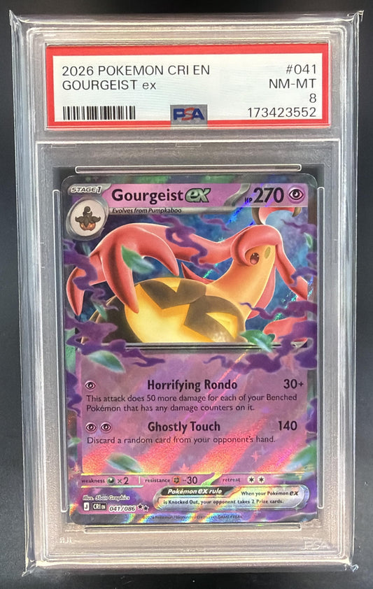 2026 Pokemon Mega Evolution Chaos Rising Gourgeist ex #041/086 Double Rare PSA 8 — front