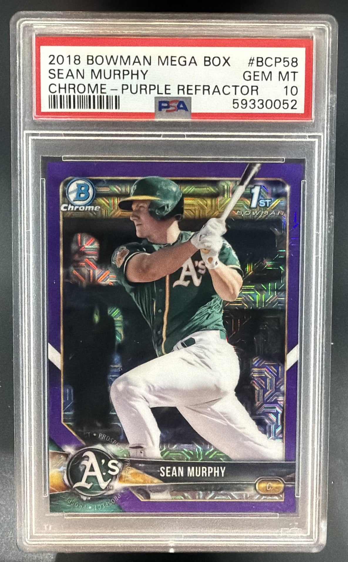 2018 Bowman Sean Murphy Chrome Prospects Mojo Refractor Purple /250 PSA 10 — front