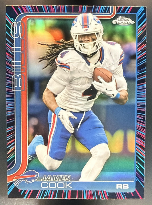 2025 Topps Chrome James Cook #35 Neon Pulse Refractor Bills — front